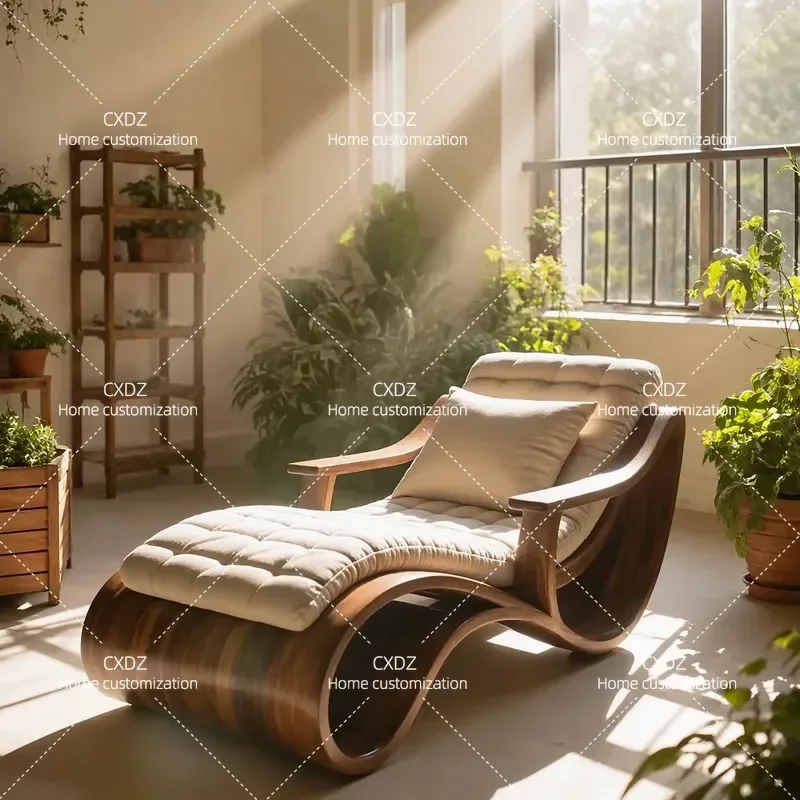New Chinese Style Black Walnut Chair Song Aesthetic Living Room Solid Wood Leisure Sofa Recliner
