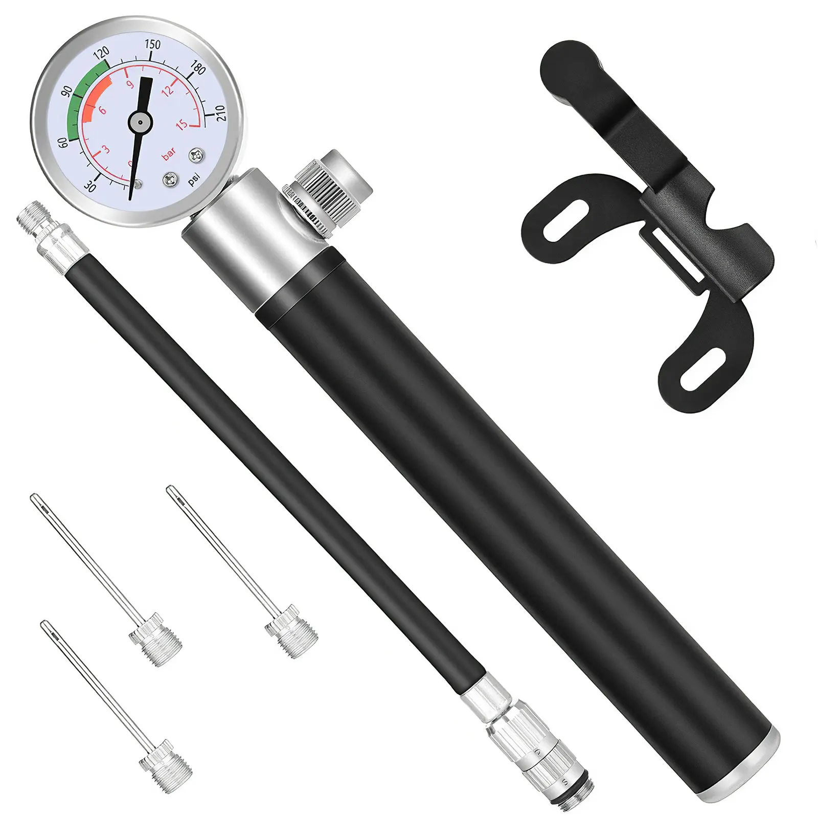 Bike Pump With Pressure Gauge Portable Bicycle Pump Mini Hand Pump Multi-Functional Cycling Air Pump Ball Toy Tire Inflator Set