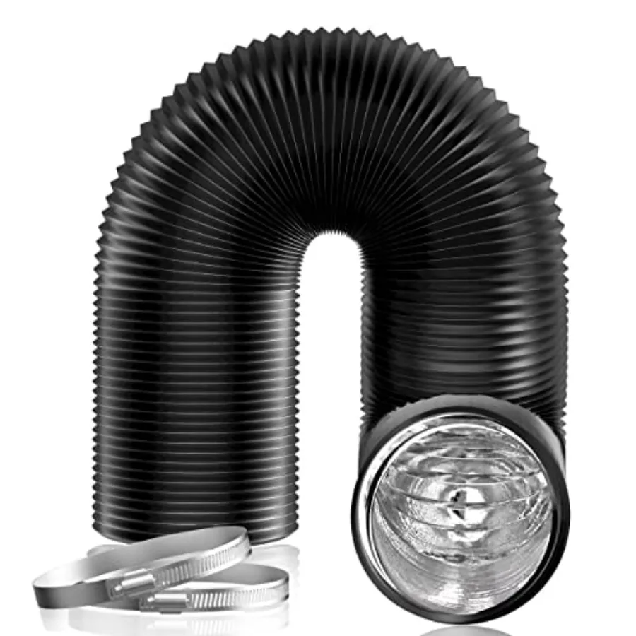

6 Inch Air Duct - 16 FT Long, Black Flexible Ducting HVAC Ventilan Air Hoe for Grow Ten and Ventilan ytem
