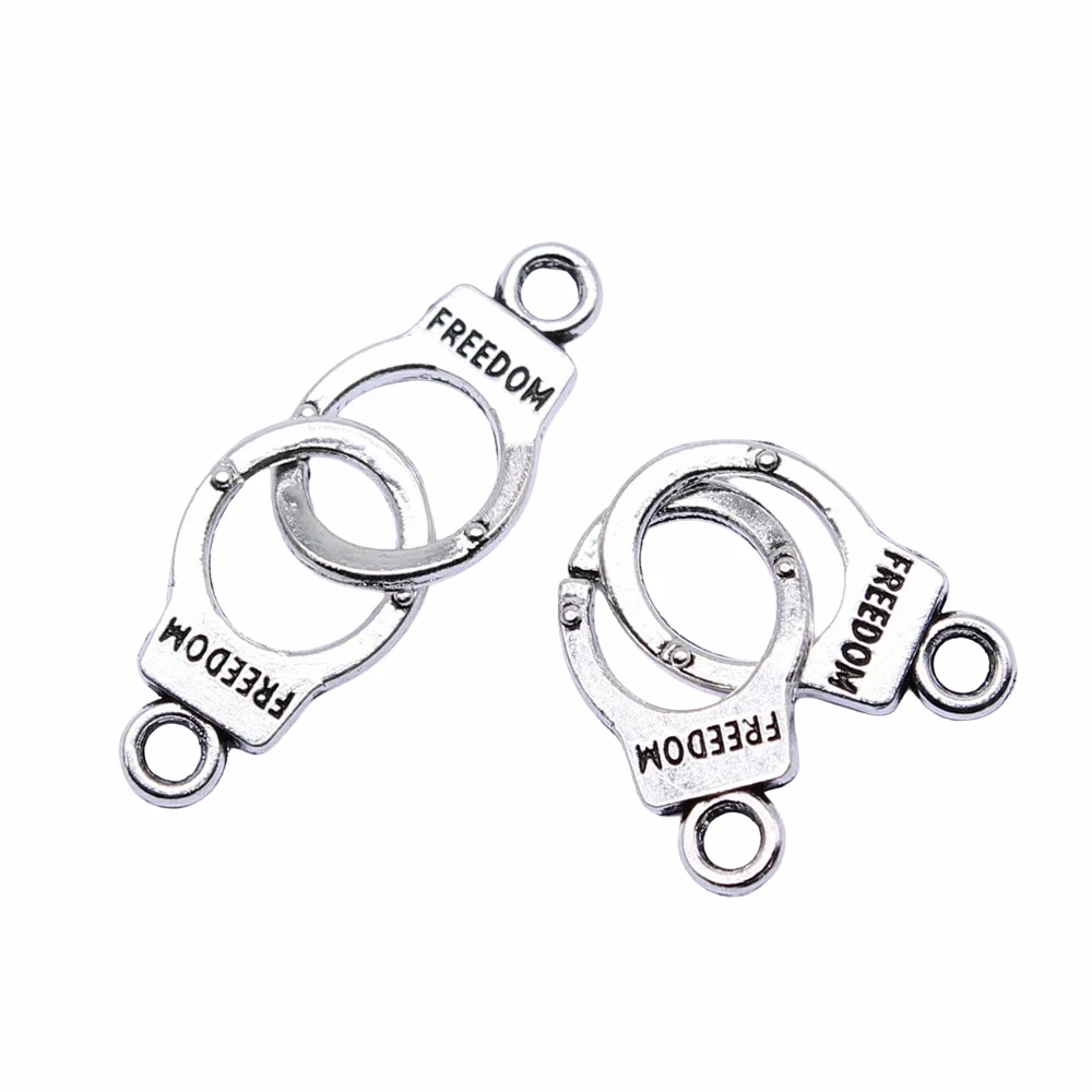 WYSIWYG 10pcs 31x10mm Antique Silver Color Handcuffs Connector Charms For Jewelry Making DIY Jewelry Findings