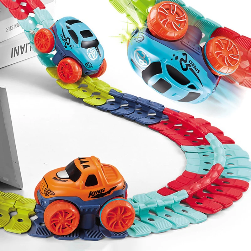 Kid Changeable Track with LED Magic Race Car Racing Track Set Flexible Railway Assembled Roller Gift for Boy Toy 3-14 Years Old