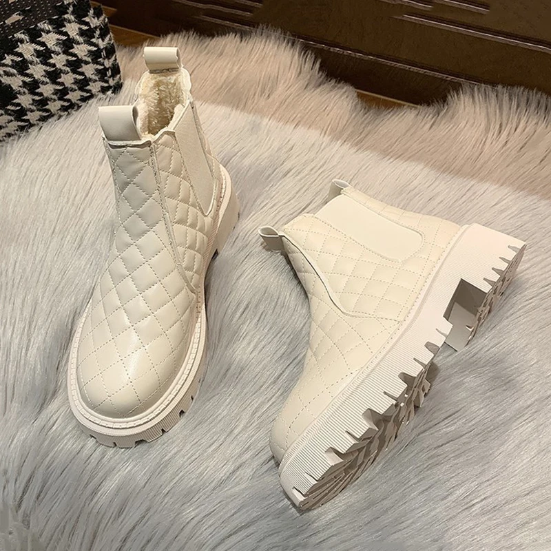 

Winter Women's British Wind with Velvet Thick-soled Autumn Winter Network Red Fashion Round Head Short Snow Boots Fashion boots