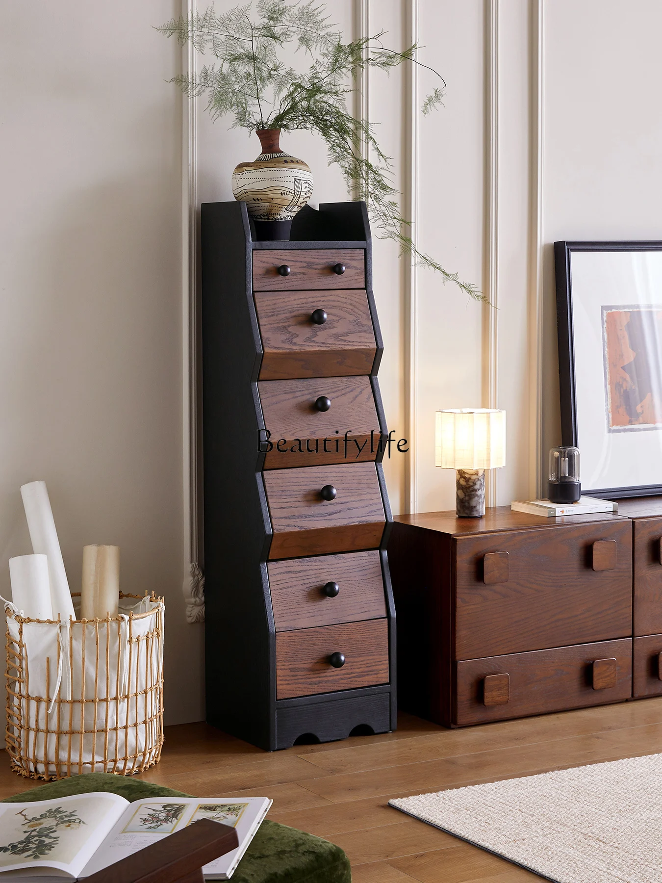 

Medieval solid wood chest cabinet living room home storage locker
