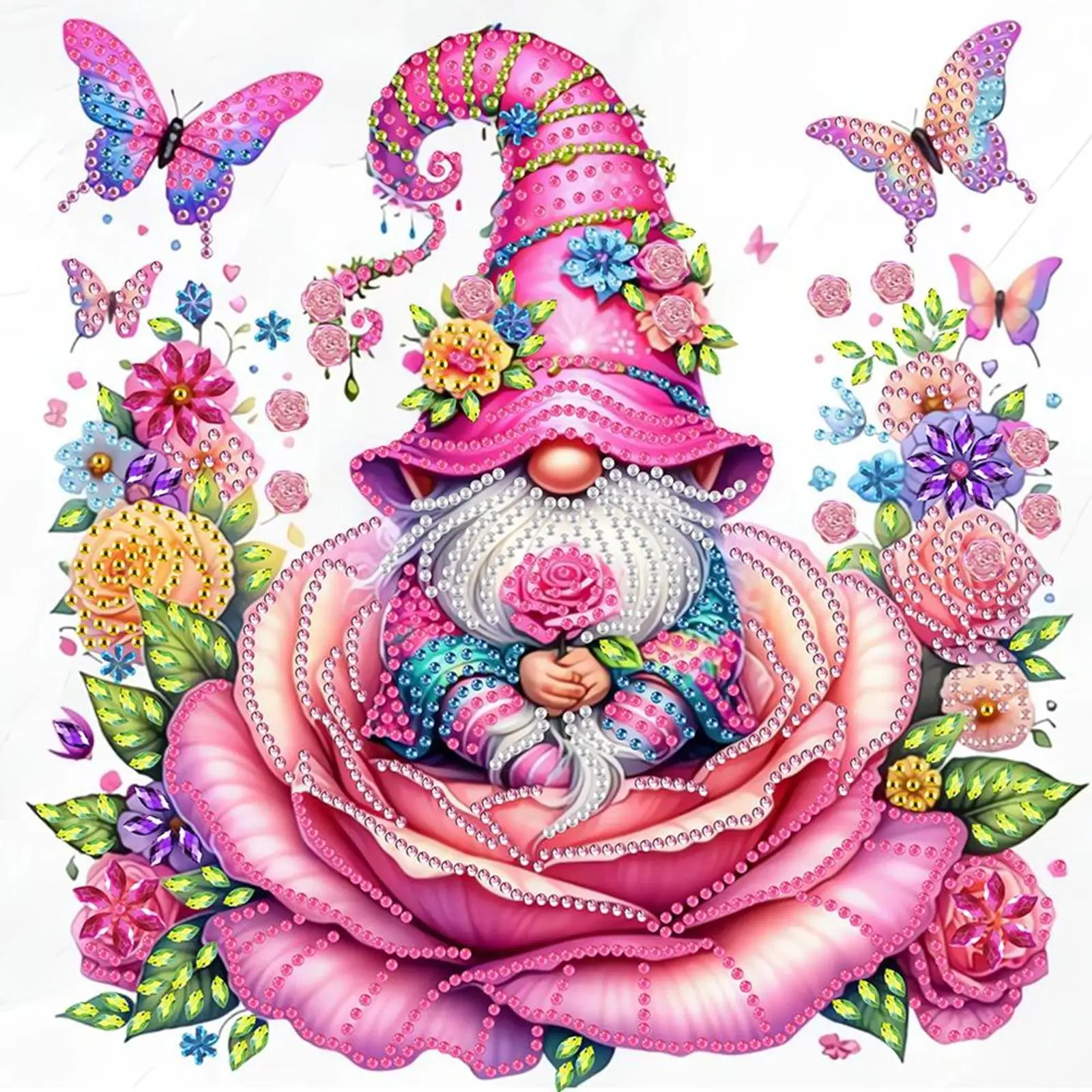 

4pcs 30x30cm Gnome 5D DIY Special Shape Crystal Partial Diamond Painting Kit