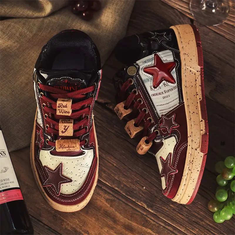 

Red Wine Star Shoes Unique Trendy Shoes CStore Hot Sale2025 Summer Breathable Season Comfortable Sneaker Breathable Comfortable