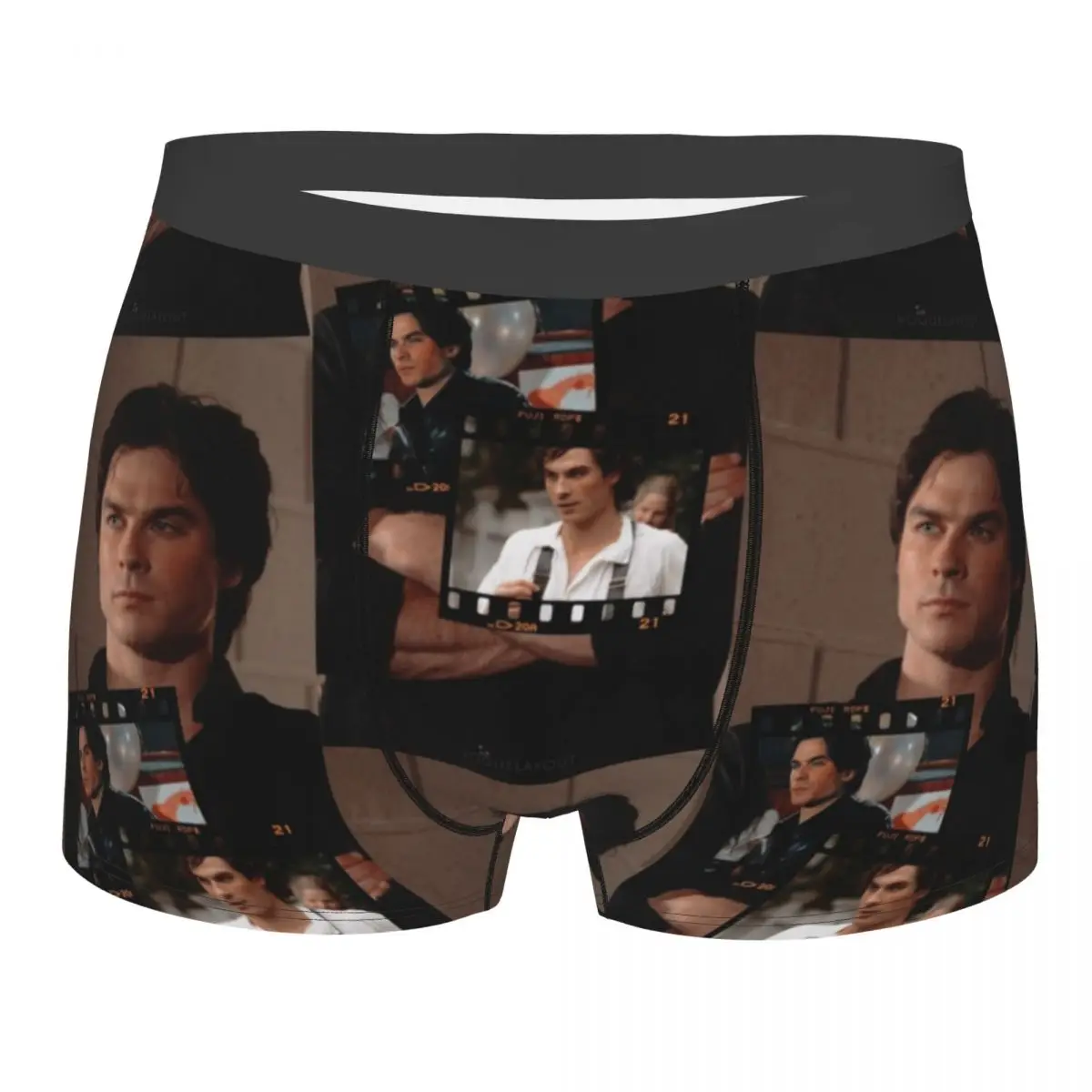 Male Cool The Vampire Diaries Damon Salvatore Collage Underwear Fantasy Film Boxer Briefs Breathable Shorts Panties Underpants