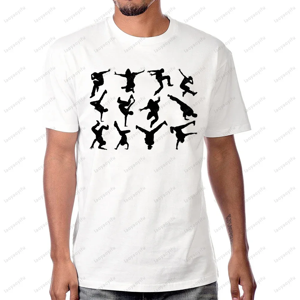 Breakdance Breakdancer Shadow Graphic Printed T-shirt Casual Fashion Loose Harajuku Man T Shirt Hip Hop Punk Breathe Cotton Tees