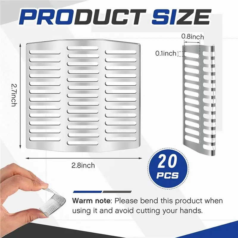 EYFL-100 Pcs 2.75In X 2.8In Stainless Steel Weep Hole Covers For Brick Walls Weep Hole Inserts For Walls Stops And Keeps Out