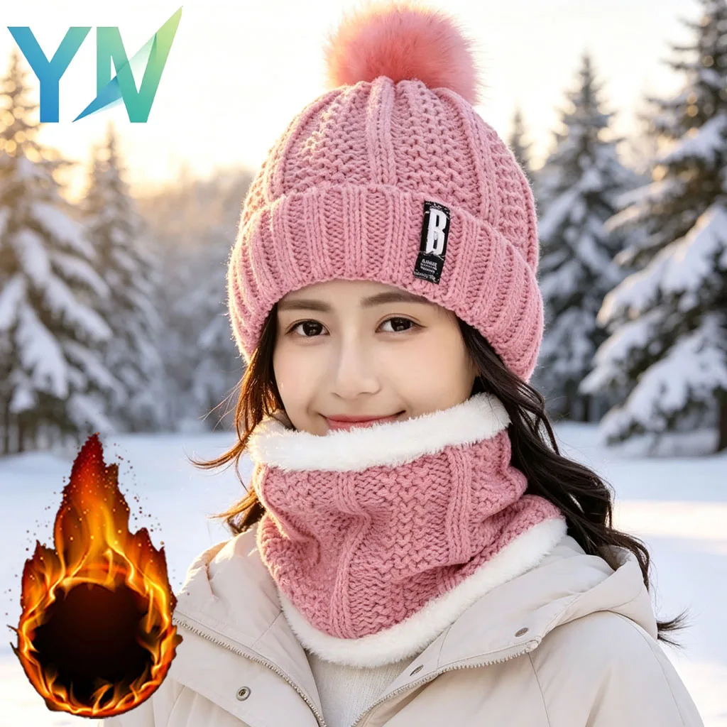 chapeu-de-inverno-com-lenco-forrado-de-la-confortavel-quente-e-macio-unissex-para-adultos-uso-diario-casual-casa-escritorio-compras-passeios-no-parque-1-5-pecas