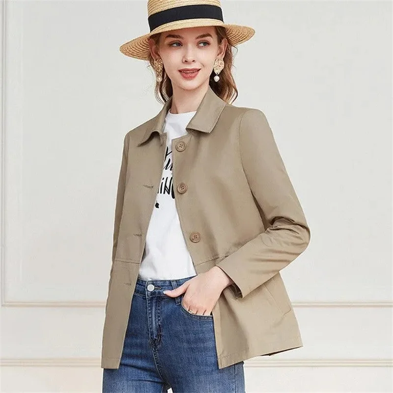 

Fashion Jacket Female 2024 New Spring Autumn Coat Tops Single Breasted Casual Women's Jacket Short Windbreaker Outerwear Ladies