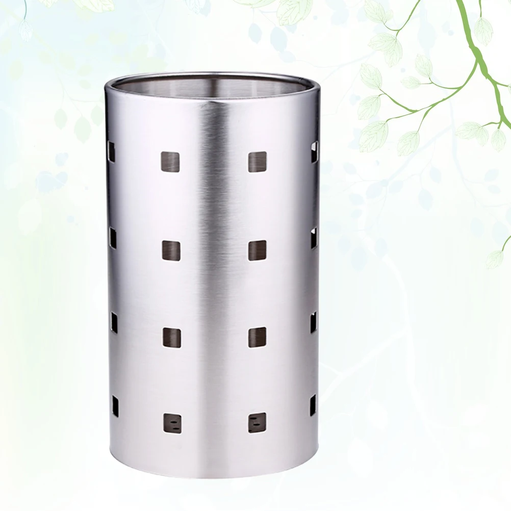 

Thicken Stainless Steel Tableware Holder Chopsticks Utensil Organizer Drain Holes Countertop Storage Cooking Tool Size L