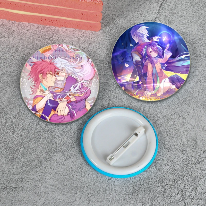 32/44/58mm Anime No Game No Life Creative Badge Tinplate Soft Button Pin Handmade Brooches for Backpack Clothes Decoration Gifts