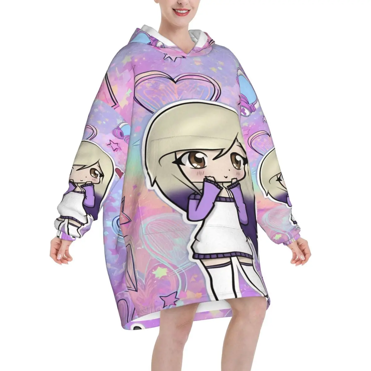 Dense Real Mix Collage Lyna Vallejos Wearable Blanket Hoodie  Warm Cozy Oversize Blanket Sweatshirt Thick Fleece Hooded Blanket