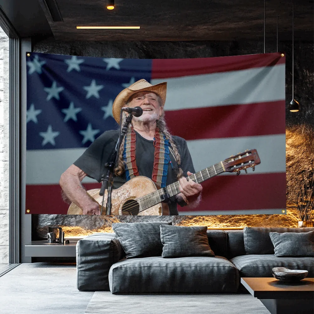 Willie Nelson Tribute Band Flag  Polyester Decorative Banner For Garage Wall Decor Rocker Gift