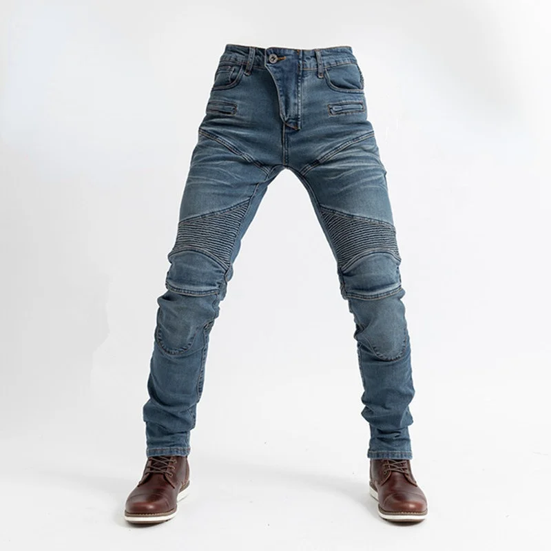 Pantalones vaqueros para hombre, nuevos pantalones de montar, pantalones de motocicleta, moda para hombre, pantalones vaqueros lisos rectos para las cuatro estaciones, pantalones largos