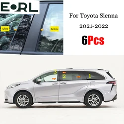 6PCS Polished Pillar Posts Fit For Toyota Sienna 2021 2022 Window Trim Cover BC Column Sticker Accessories