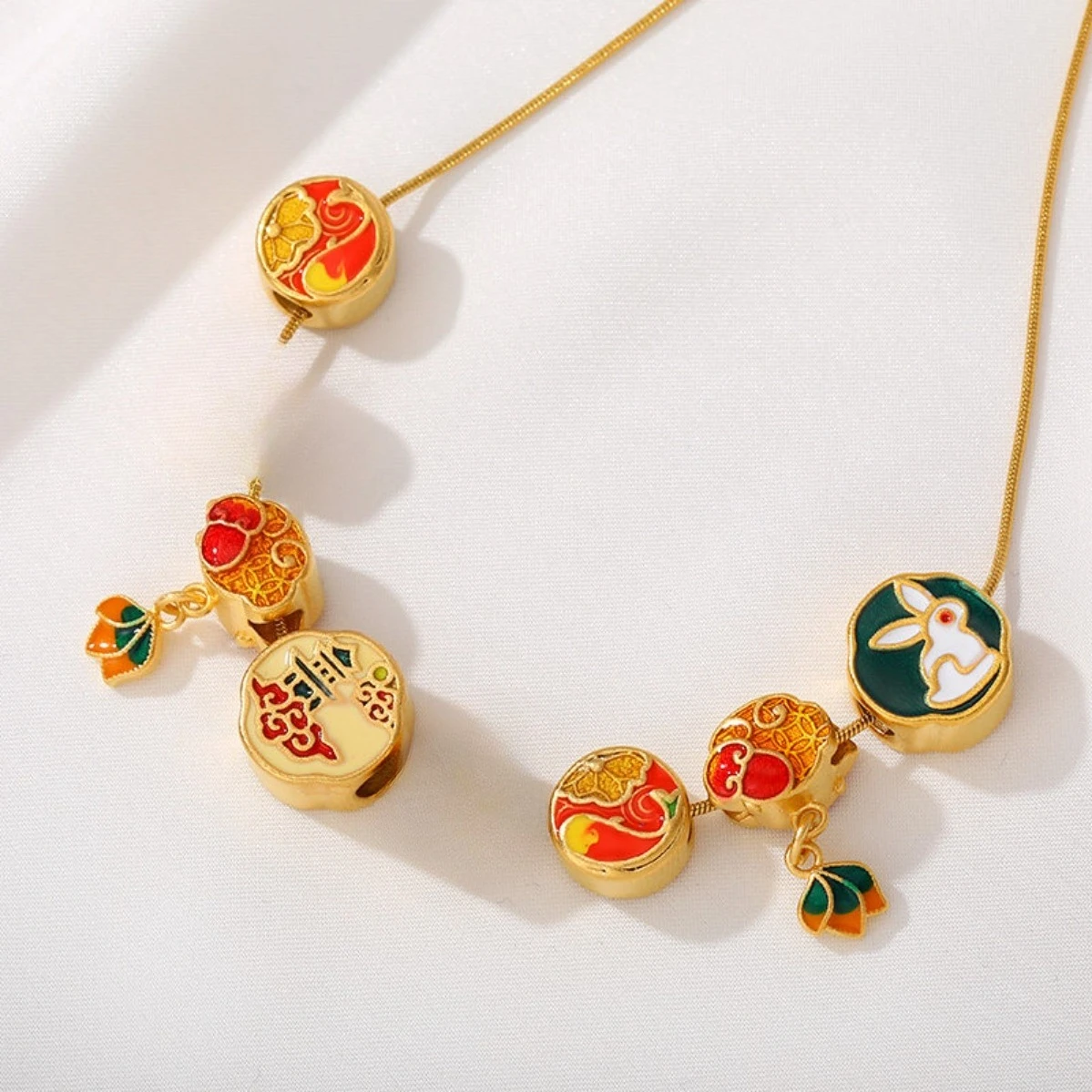 Color Retention Sand Gold Jade Rabbit Koi Large Hole Spacer Beads DIY Red Rope Bracelet Necklace Jewelry Findings