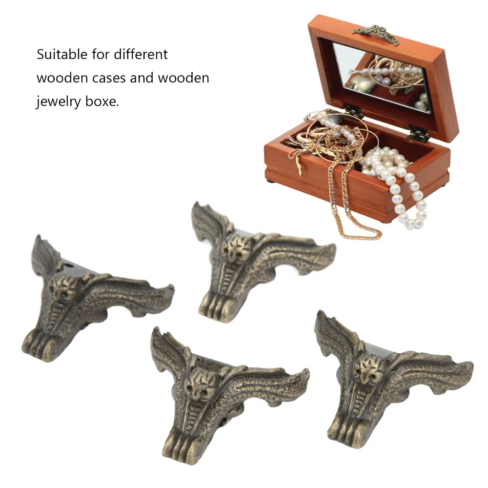 4pcs Angle code Zinc Alloy Jewelry Box Feet Vintage Animal Foot Wood Case Legs Sturdy Rustproof Wooden Box Feet Cabinets