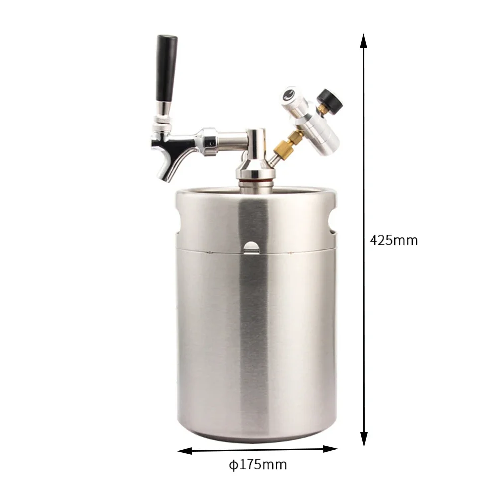 5L Mini Beer Keg Home Brewing Beer Growler,Stainless Steel Premium Kegs Mini Kegerator Craft Beer Dispenser Use 8g CO2 Cartridge