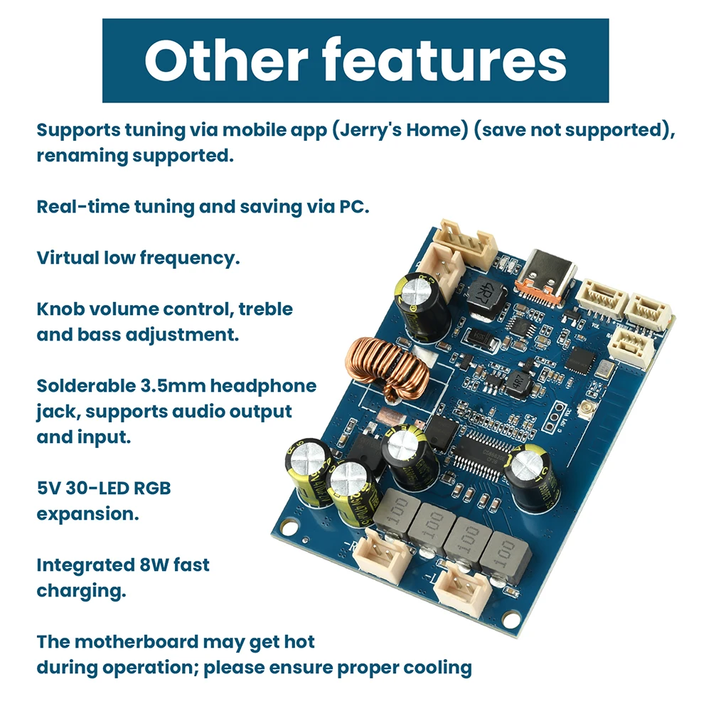 مضخم صوت بلوتوث عالي الدقة 2 × 25 وات مع مقبض تشفير من النوع C للكمبيوتر/التطبيق EQ تعديل RGB/خيارات توسيع مقبس سماعة الرأس #3