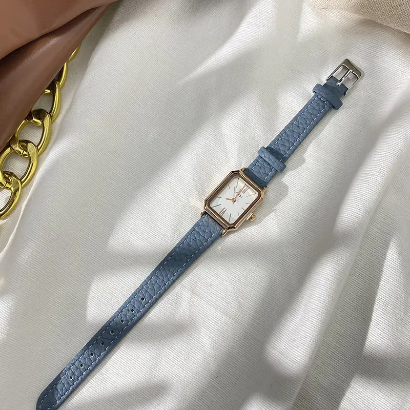 New Luxury Women'S Leather Belt Square Vintage Student Watch, Fashionable Quartz Wristwatch, Trendy Women'S Watch.