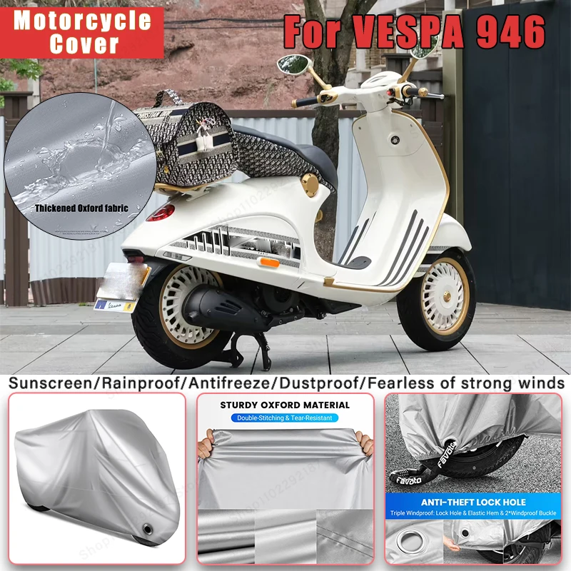 

For VESPA 946 No Ear Motorcycle Cover - Outdoor Full Body Protection, Waterproof Dustproof Heat-Resistant Moto Accessories