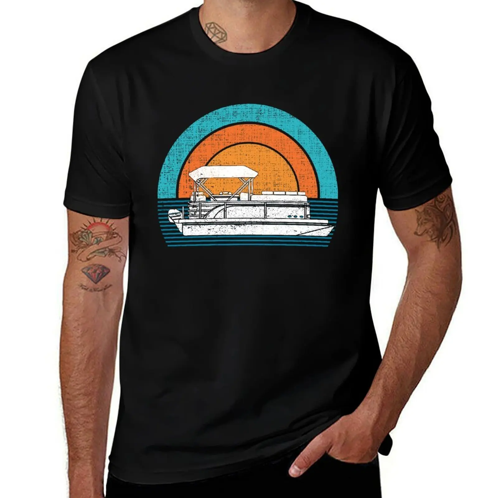 Vintage Retro Pontoon Captain Pontoon Boat Pontoon Lake T-Shirt Lightweight Casual Summer T-Shirt