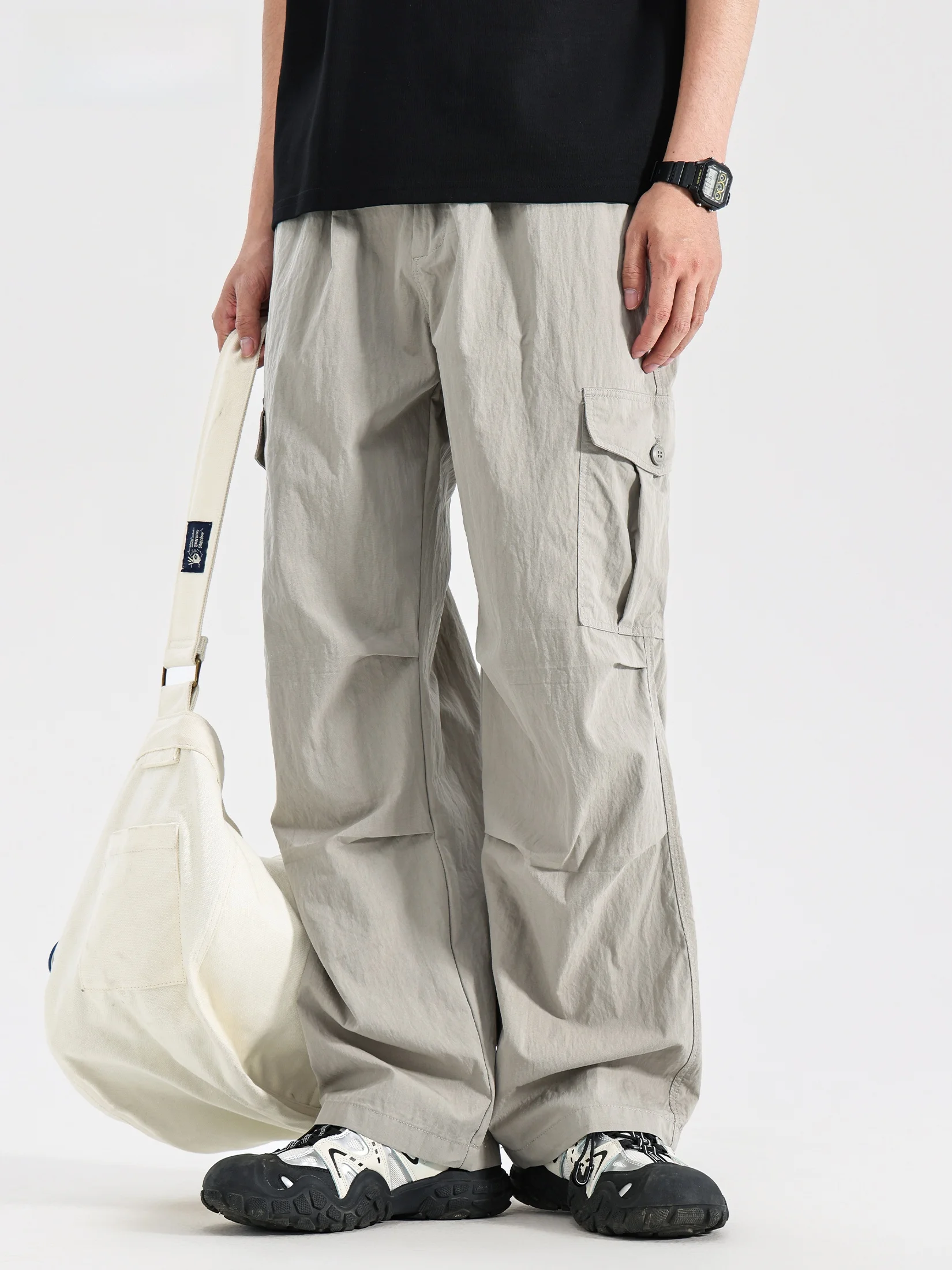 

Men's Summer Casual Pants Thin Straight Loose Fit Faionable Vintage Knife Workwear Long Trousers Breathable Lightweight