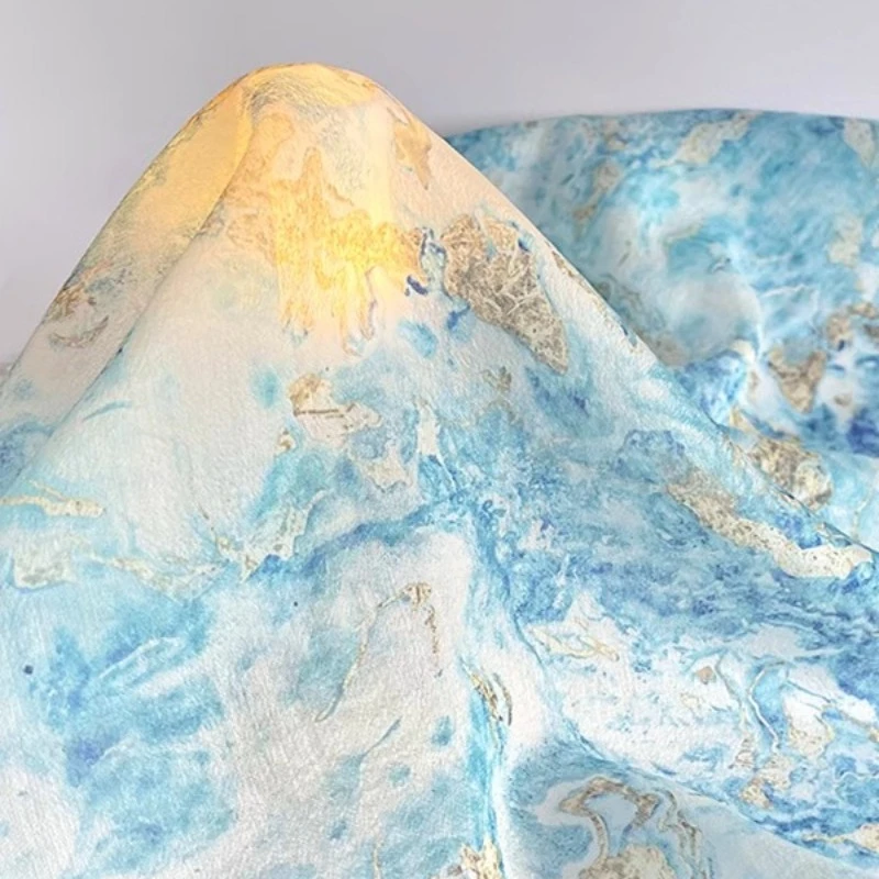 

Semi-Sheer Ocean Tie Dye Print Lyocell Silk Dress Mulberry Linen Blended Fabric