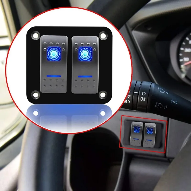 Painel de carregamento de interruptor rocker à prova d'água, controle liga/desliga de circuito duplo para uso marinho e automotivo, kit de interruptor resistente para rv