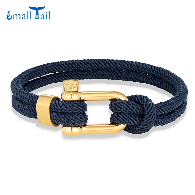 Double Strand Nautical Rope Bracelets High Quality Not Fade Stainless Steel Shackle Bracelet Men Women Friendship Jewelry Gift