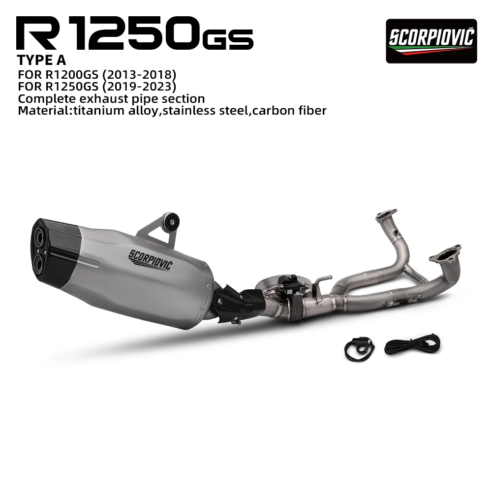 Motorcycle Exhaust Muffler for R1200GS, R1250GS ADV R1250 GS Adventure, Motocross Escape Moto Slip on Carbon Fiber, 2019-2023