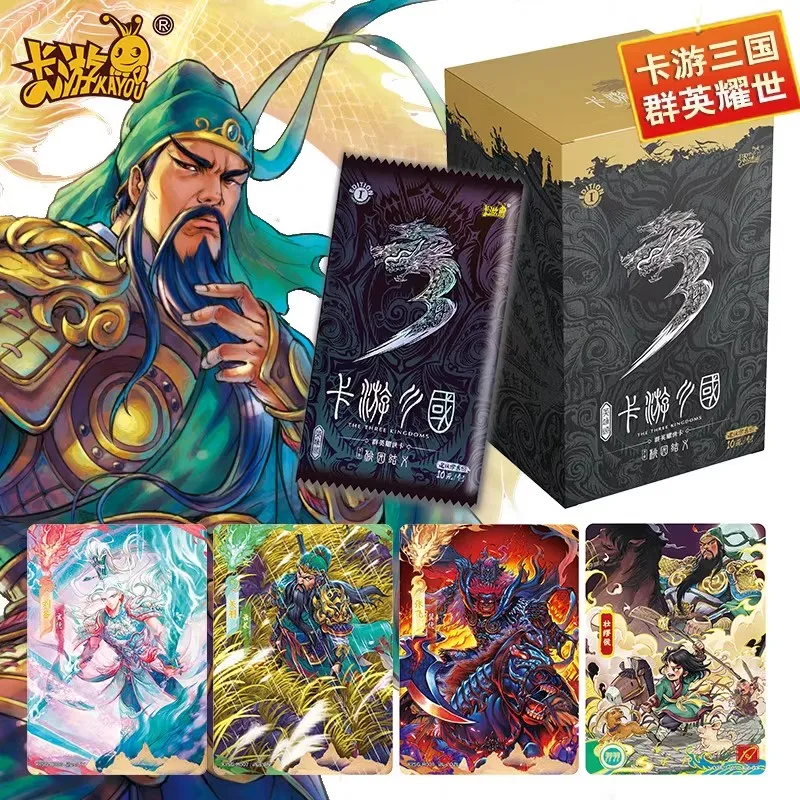 KAYOU Genuine New Three Kingdoms Cards Zhuge Liang Guan Yu Zhao Yun Cao Cao Liu Bei Rare Hero Collection Cards Kids Toy Gifts