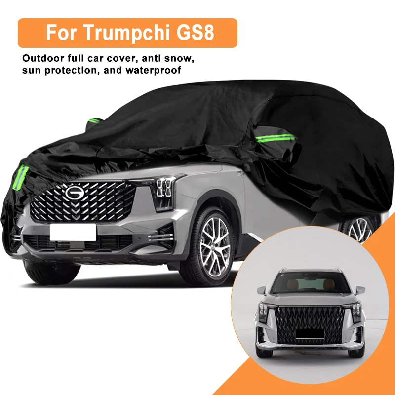 Full Car Cover For Trumpchi GS8 All Weather Outdoor Snow Sun UV Dustproof with Reflective Strips Wind Straps
