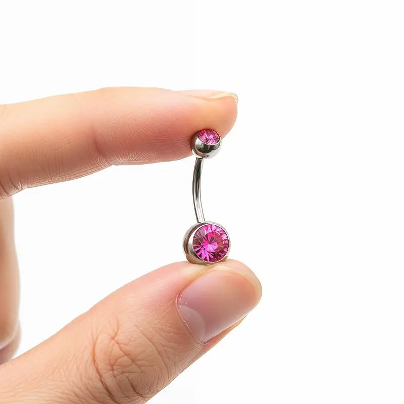 Chic Belly Button Rings with Rhinestones Stainless Steel Perfect for Festival Outfits