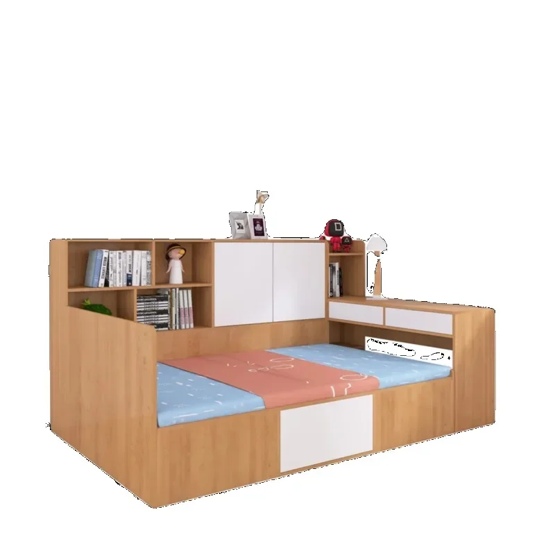 

1.35 meters children's bed table integrated small apartment with storage function bed study table bookshelf combination collapse