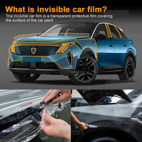 Imagen 2 del producto Para PEUGEOT 3008 2024 2025 faro de coche retrovisor B C pilares película protectora antiarañazos transparente pegatina ahumada TPU PPF