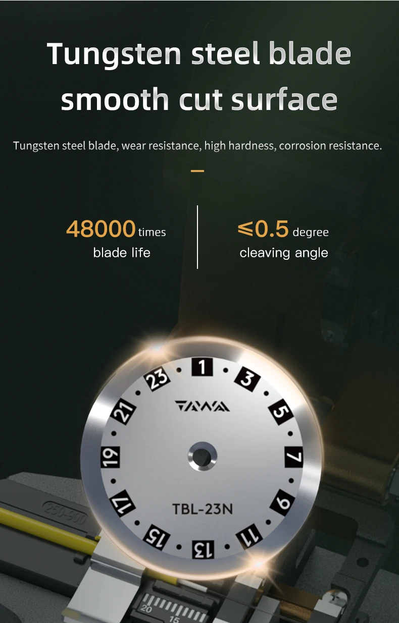 FTTH Handheld Optical Fiber Cleaver TAWAA FC-30 Cutter Double Fixture Standard Less than 0.5 Degrees (48000 times blade life)