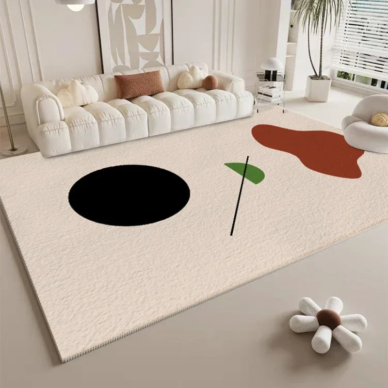 

Fresh Beige Carpet Soft Comfortable Living Room Carpets Striped Floral Decorative Rug Artistic Minimalist Bedroom Bedside Rugs
