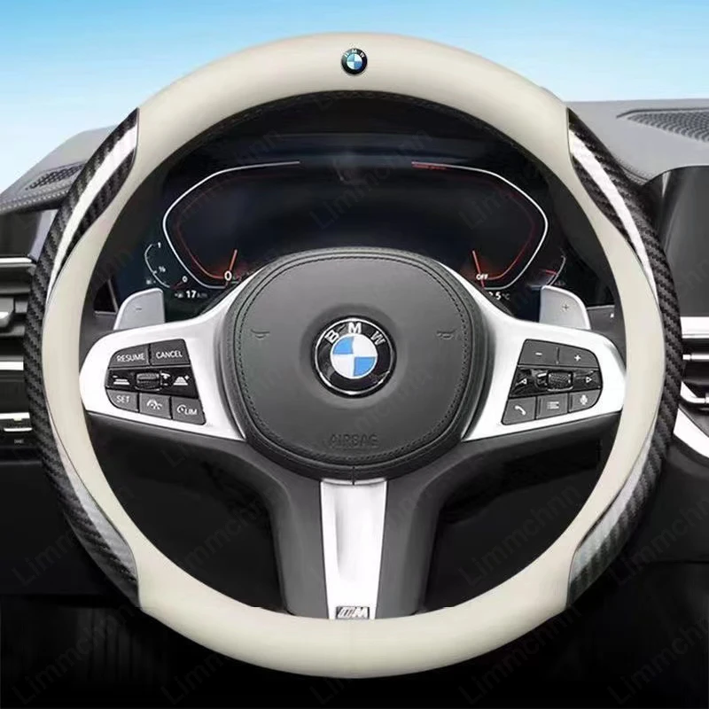 

Car Steering Wheel Cover For Bmw F20 F30 G20 f31 F34 F10 G30 F11 X3 F25 X4 M3 M4 1 3 5 Series 3D Embossing Carbon Fiber Leather