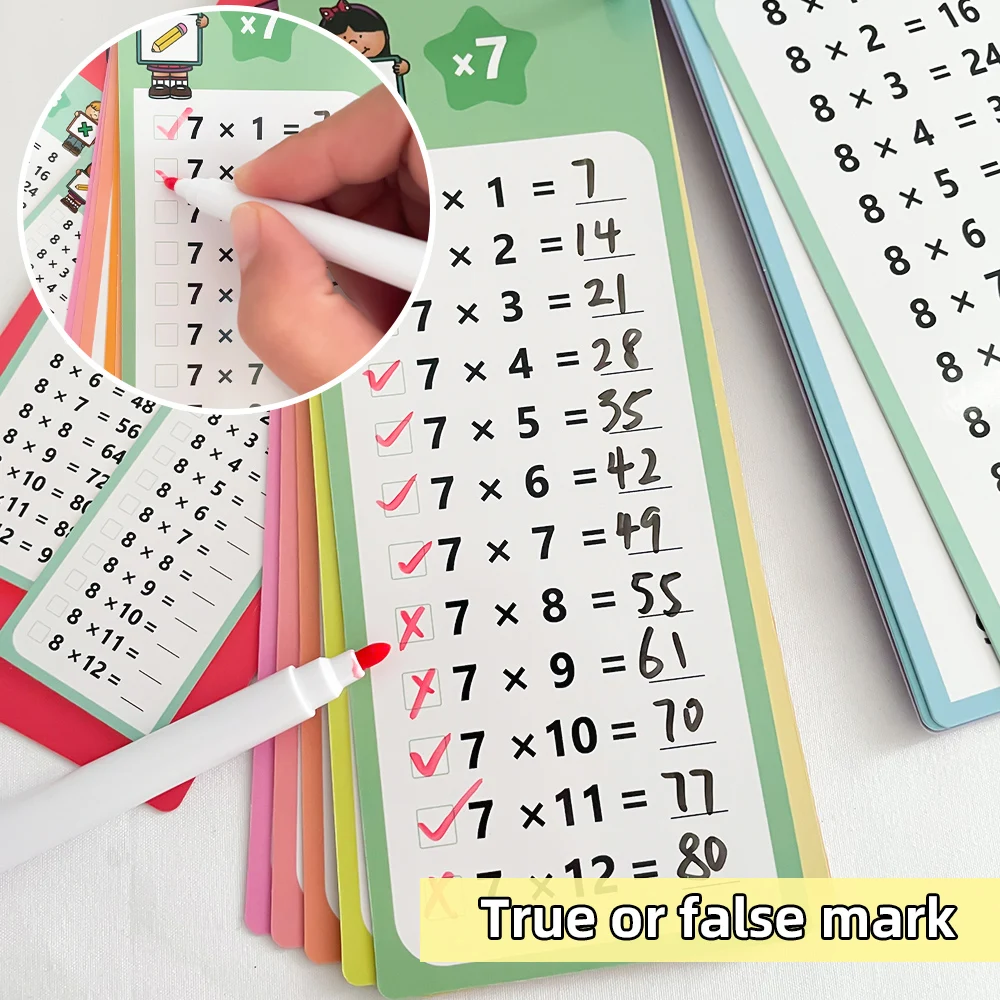 Imagem -03 - Self Check Math Learning Tool 012 Times Table Cards Gráficos de Multiplicação Montessori Formação Matemática Ensino Aids