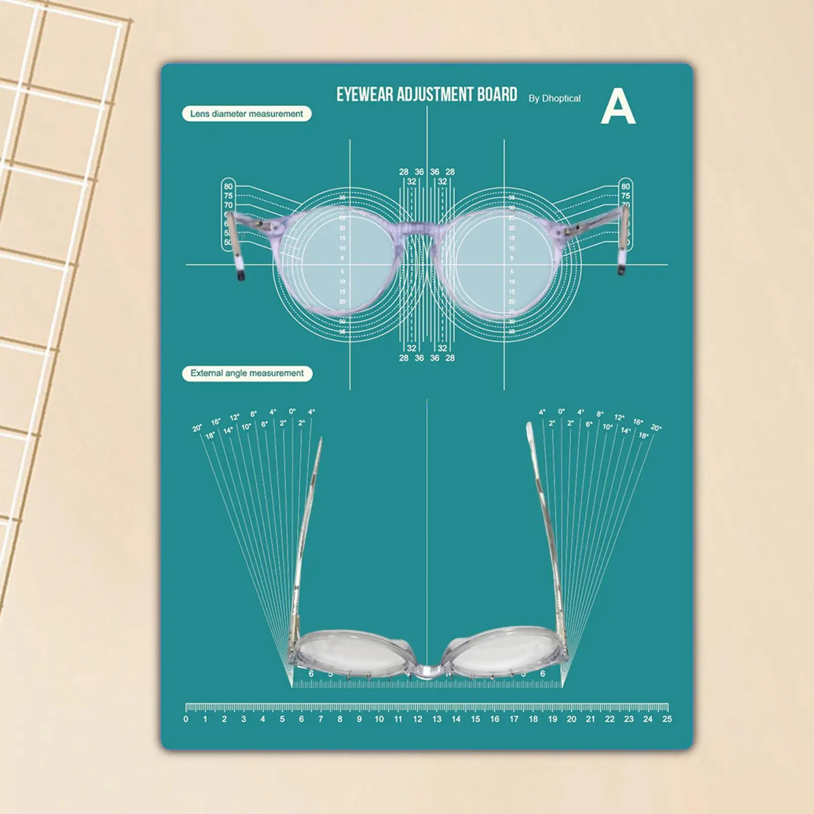 Lens Diameter Measurement Test Pad PVC Eyeglass Frame Adjustment Board for Optical Workshop