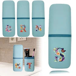 Portable Travel Toothbrush Box Detachable Organizer Case Mouthwash Cup Travel Toothbrush Storage Box Butterfly Letter Pattern