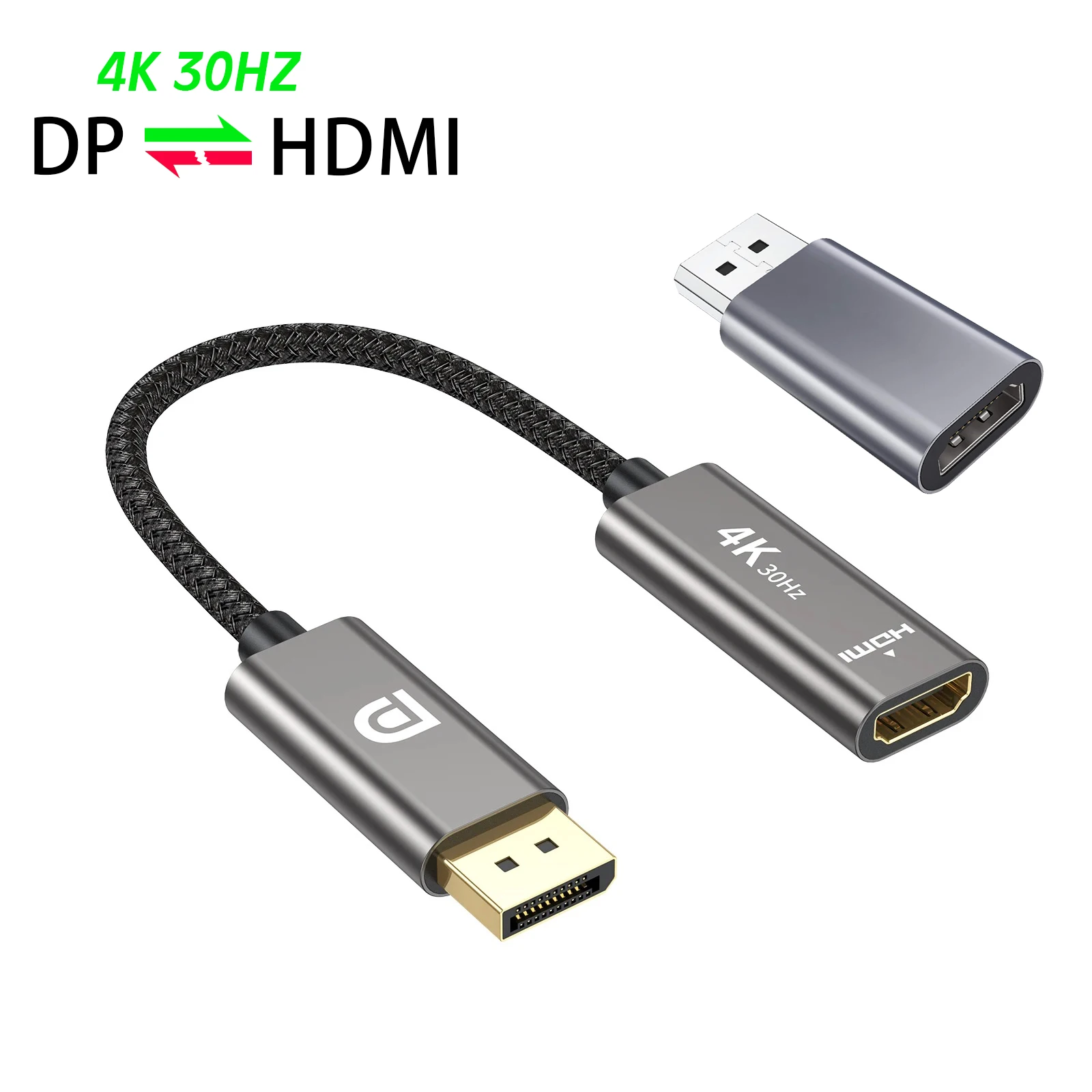 4K DisplayPort to HDMI-compatible Adapter Male DP to Female HDMI-Compatible Cable Converter Video Audio For HDTV PC TV Laptops