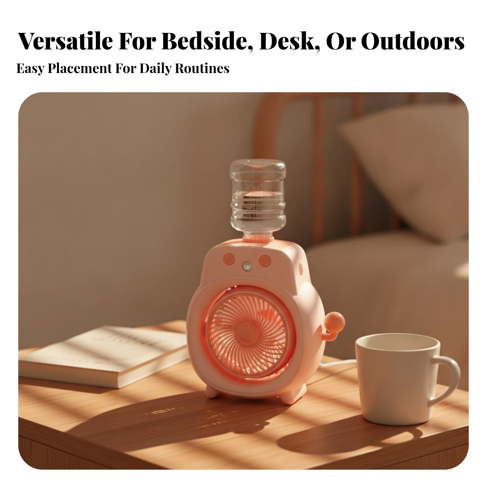 Desktop Misting Fan Compact Rechargeable Misting Fan Cooling Gear Transparent Tank