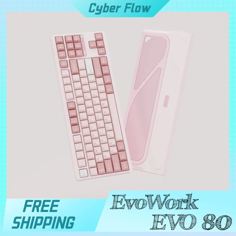 In Stock EvoWork EVO80 Mechanical Keyboard 3Mode Wireless Keyboard Aluminium Alloy QMK/VIA Hot Swap Customize Accessory Keyboard