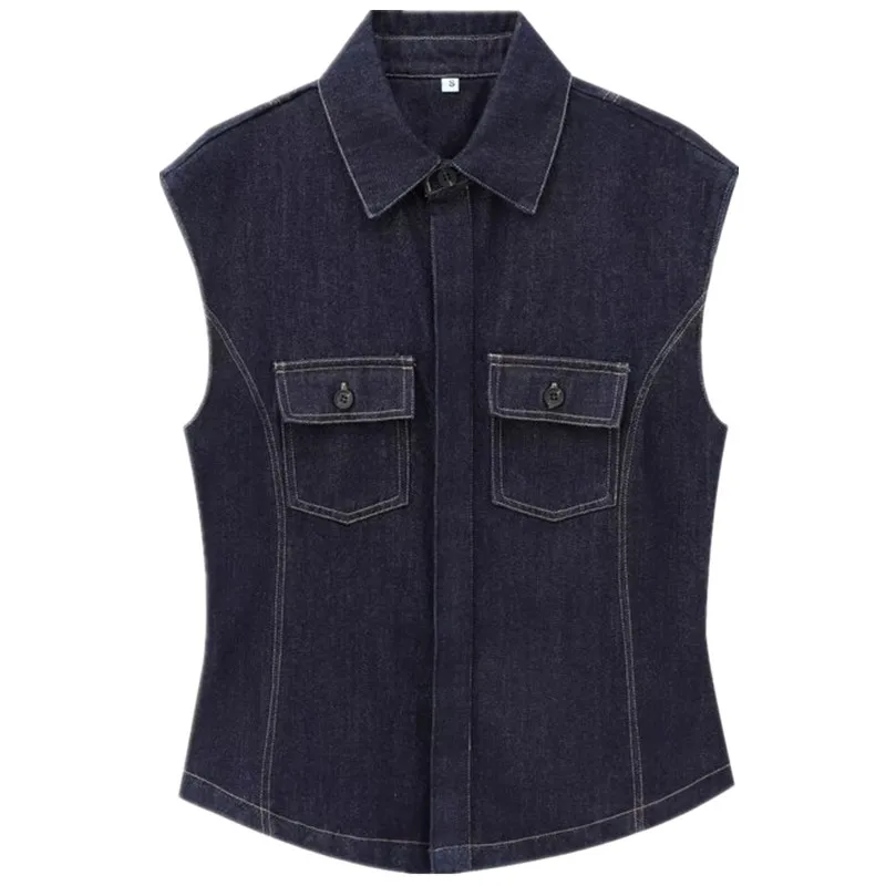 

Autumn Winter Women's Faion Straight Cut Svel Denim irt Stand Collar Patchwork New Arrival Versatile Classic Sle