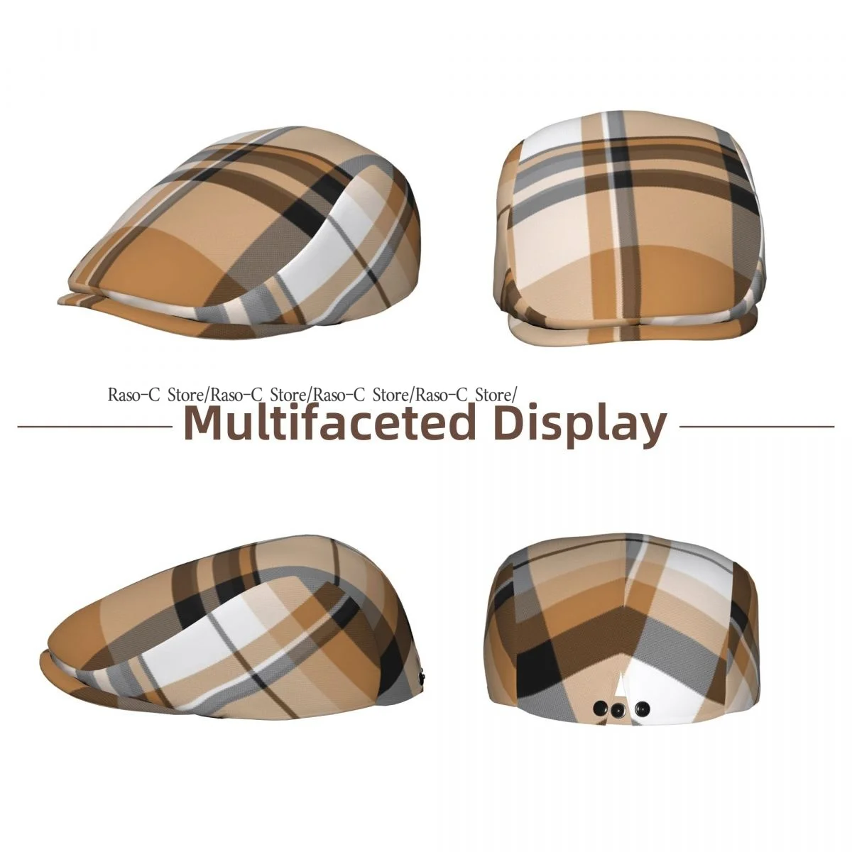 British Gatsby Newsboy Cap For Adults Check Plaid Tartan Flat Peaked Cap Autumn Winter Beret Hat