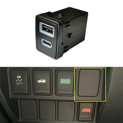 1pc Car Quick Charger TYPE-C PD QC3.0 USB Interface Dual Socket Use For Nissan SerenaC27 Teana Sylphy Qashqai X-TRAIL Navara