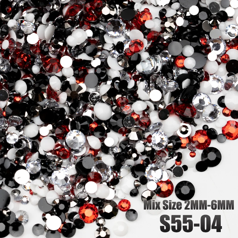 VDD S55-13 Gemischte Größen 2-6mm Harz-Strasssteine Kristalle Nicht Heißfixierbar Farbe AB Flache Rückseite Steine für DIY-Bastelarbeiten Nagelkunst-Dekorationen – Detail 8